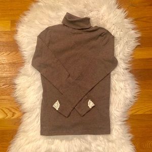 SOLD - Brown Turtleneck with Lace detail